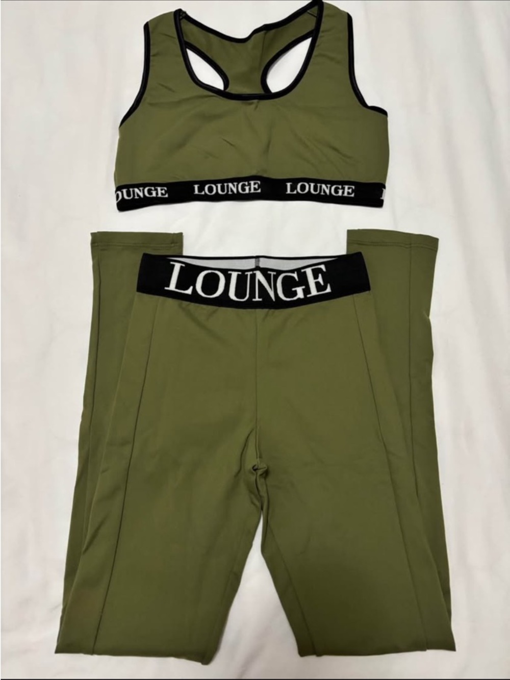 Lounge Olive Green Active Legging & Sports Bra Set S/M